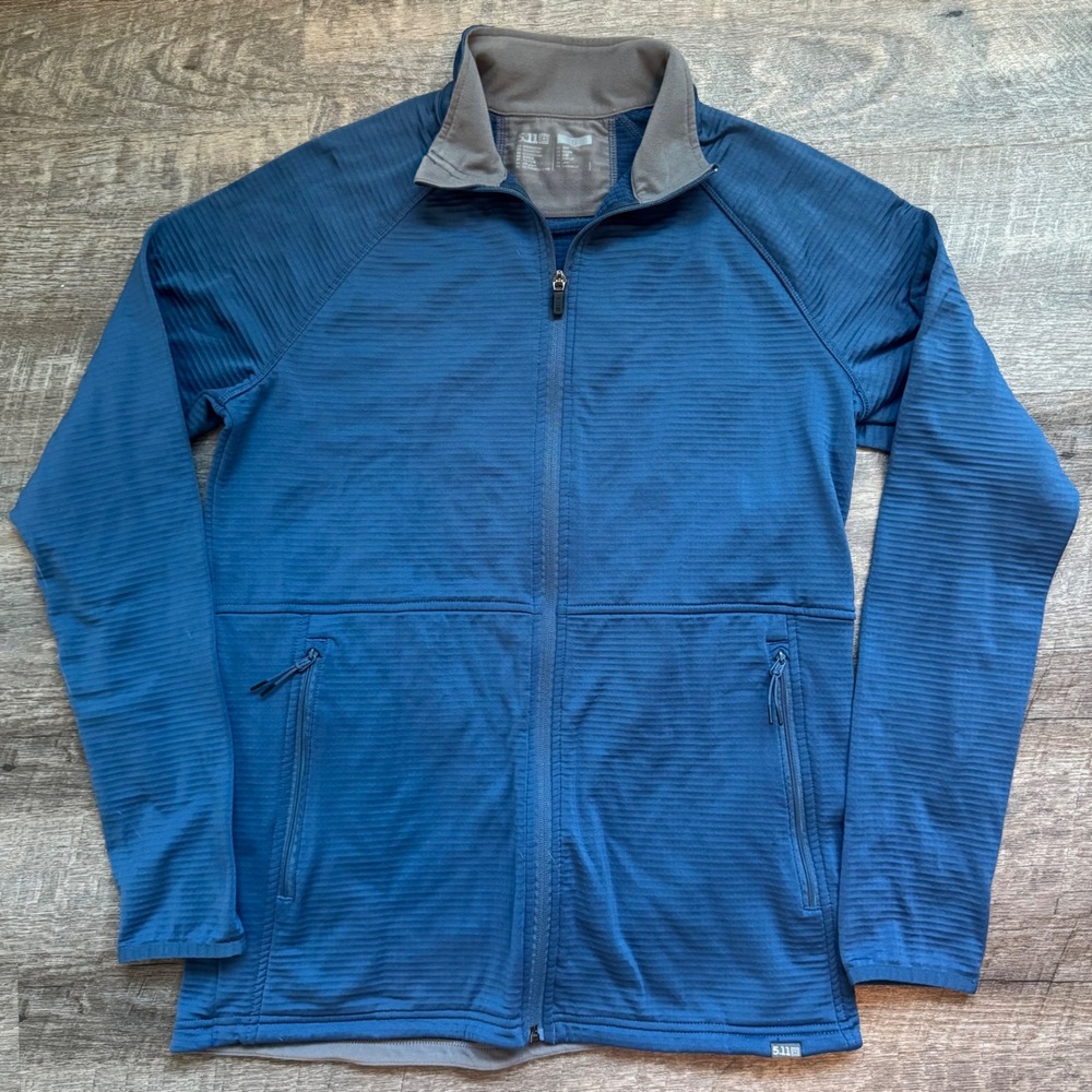 5.11 Tactical Grid Fleece Full Zip Jacket Small Athletic Blue Mock Neck